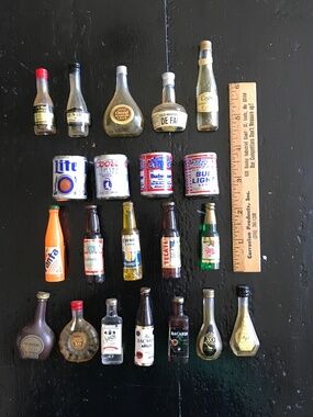 Vintage Miniature Liquor / Beer Bottle Fridge Magnets